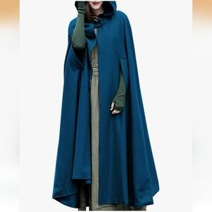 Elegant Blue Women's Cape Coat
